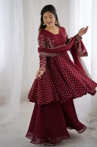 pink embroidered ethnic suit