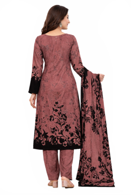 Pink color crepe silk printed women unstitched dress material 3