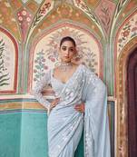 Sky Blue Georgette Saree With Sequins Work