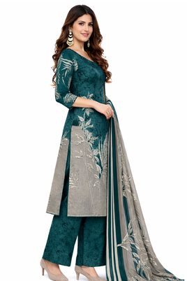 Multicolor  color crepe silk printed women unstitched dress material 3