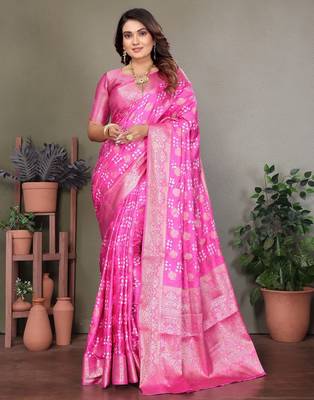 pink silk saree with zari weaving butta 1