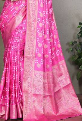 pink silk saree with zari weaving butta 3