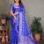 blue silk saree with zari weaving butta