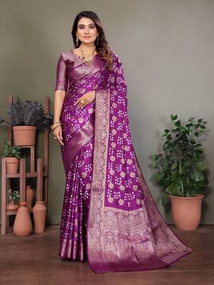 plum silk saree with zari weaving butta 1