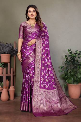 plum silk saree with zari weaving butta