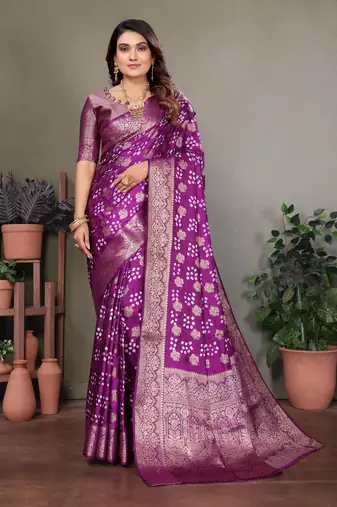 plum silk saree with zari weaving butta
