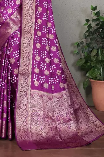 plum silk saree with zari weaving butta
