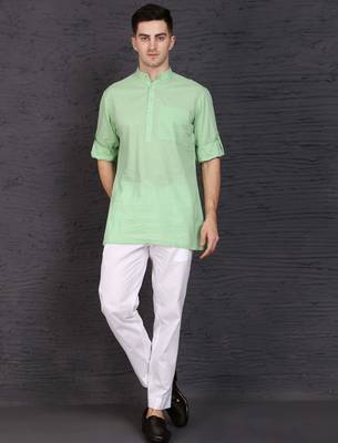 geen cotton short kurta set with plain work 1
