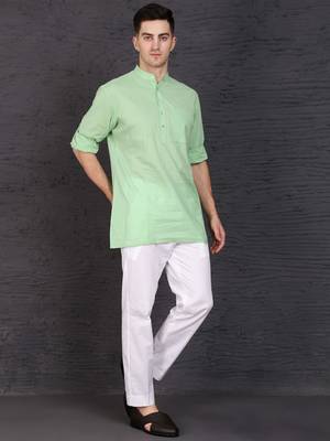 geen cotton short kurta set with plain work 2