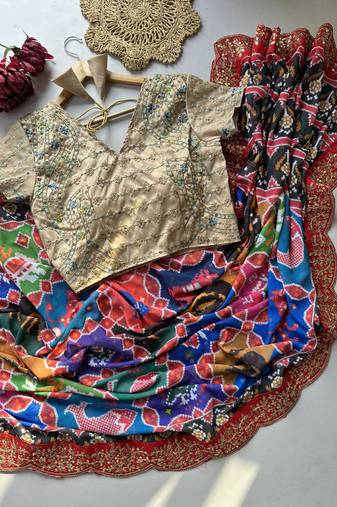 multicolor georgette saree with sequins lace border