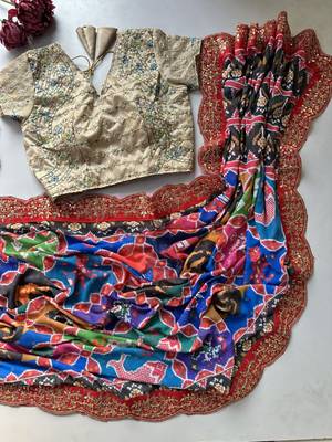 multicolor georgette saree with sequins lace border 2