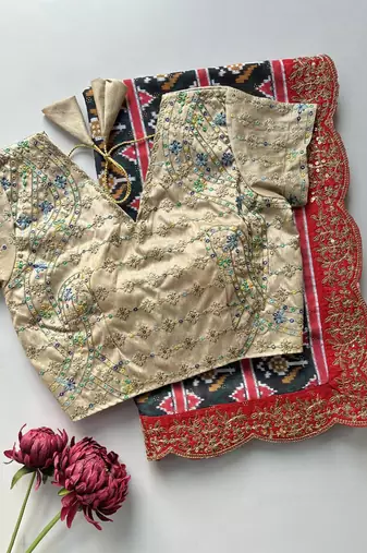 multicolor georgette saree with sequins lace border