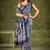 navy blue tussar silk saree with kalamkari print