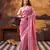 pink printed tussar silk saree with classic border