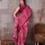 magenta satin silk saree with printed work