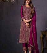 Ranipink heavy rangoli with coading sequence work unstitched suit