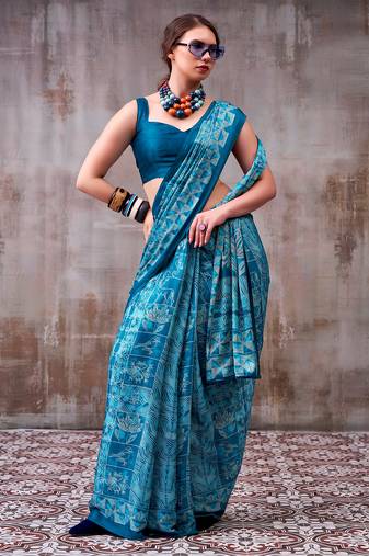  satin silk printed saree for festive & party wear