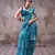 blue satin silk saree with artistic geometric print design