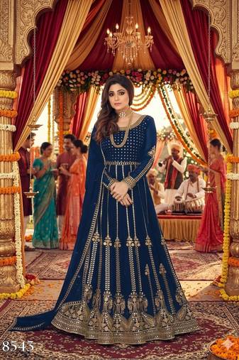 Navyblue georgette coading sequence embroidered work unstitched suit