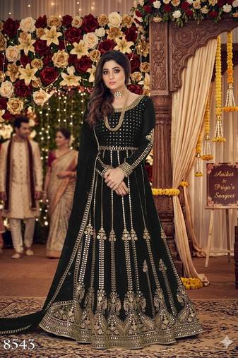 Black georgette coading sequence embroidered work unstitched suit