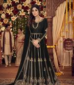 Black georgette coading sequence embroidered work unstitched suit