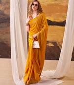 bright yellow crepe weaving saree with  zari accents