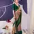 green tussar silk saree with floral prints and subtle foil shine
