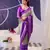 lavender tussar silk saree with floral print & foil detailing