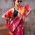 Premium satin silk floral printed saree for women