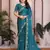 rama green satin chiffon embroidered sequins work saree for women