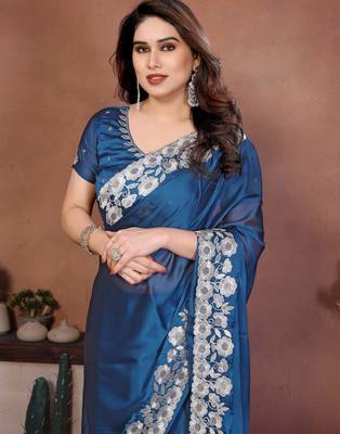 royal blue rangoli silk embroidered zari work saree for women 2