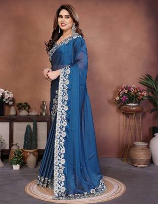 royal blue rangoli silk embroidered zari work saree for women 3
