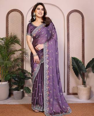 lavender rangoli silk sequins embroidered saree 3