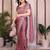 Catching onion pink rangoli silk embroidery multi sequence work indian designer traditional saree
