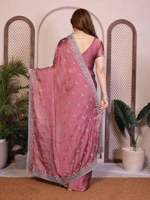 onion pink rangoli silk sequins embroidered saree 5