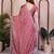 Catching onion pink rangoli silk embroidery multi sequence work indian designer traditional saree