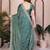 Delightful teal green rangoli silk embroidery multi sequence work indian reception saree