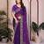 Graceful purple frendy chiffon embroidery multi sequence work indian wedding saree