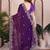 Graceful purple frendy chiffon embroidery multi sequence work indian wedding saree
