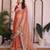 Colorful orange frendy chiffon embroidery multi sequence work indian designer traditional saree