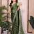 Captivating green satin chiffon embroidery multi sequence work indian ceremony saree