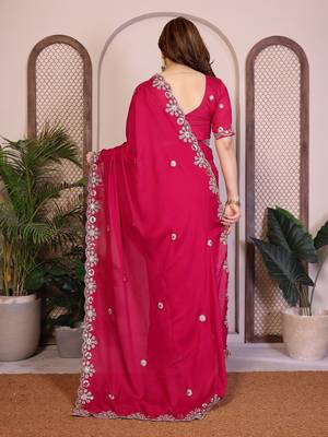 pink satin chiffon sequins embroidered saree 5