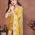 Alluring yellow frendy chiffon embroidery multi sequence work indian designer traditional saree