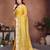 Alluring yellow frendy chiffon embroidery multi sequence work indian designer traditional saree