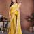 Alluring yellow frendy chiffon embroidery multi sequence work indian designer traditional saree
