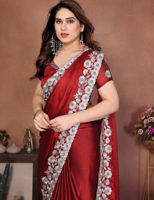 maroon rangoli silk zari embroidered saree 2