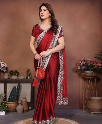 maroon rangoli silk zari embroidered saree 4