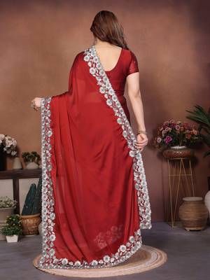 maroon rangoli silk zari embroidered saree 5