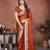 Irresistible orange rangoli silk embroidery zari work indian ceremonial saree