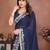 Spellbinding navy blue rangoli silk embroidery zari work indian ceremony saree